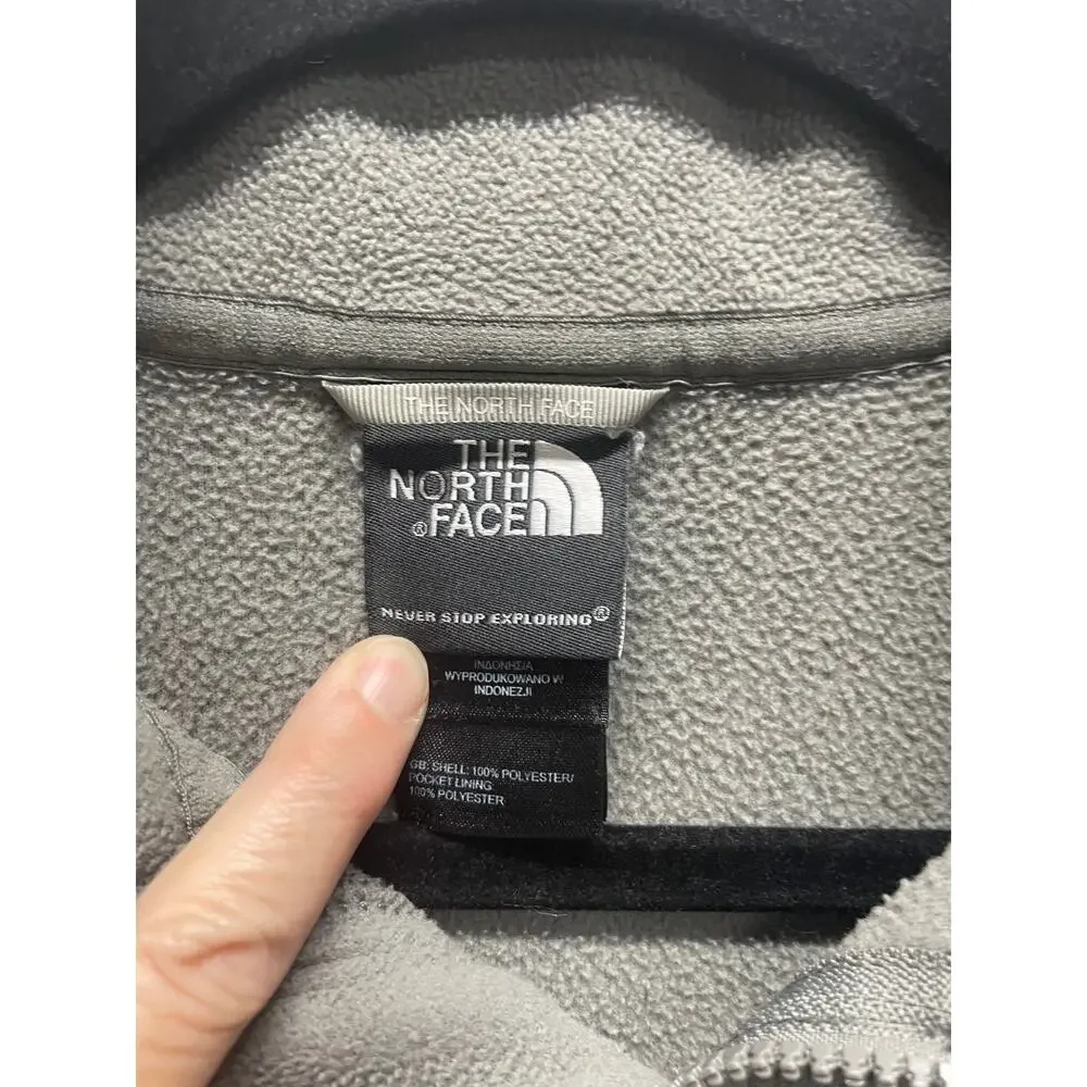 North Face Men's Zip Up Fleece Jacket Size Large Gray - Has Stain and Iron Mark